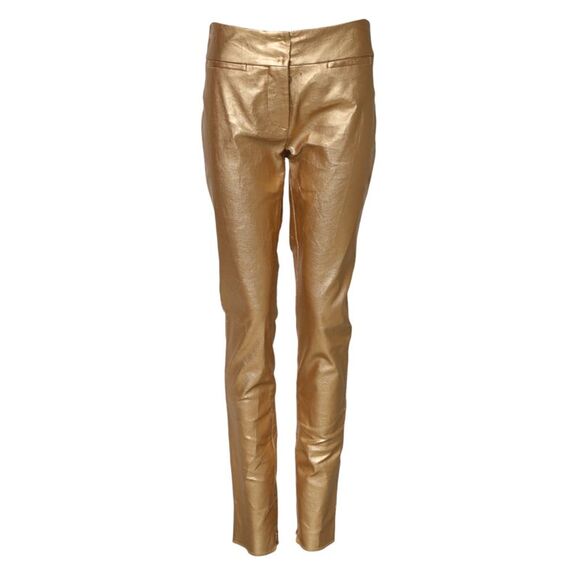 Dolce & Gabbana Metallic Gold High Waist Skinny Trouser Women's Pants
